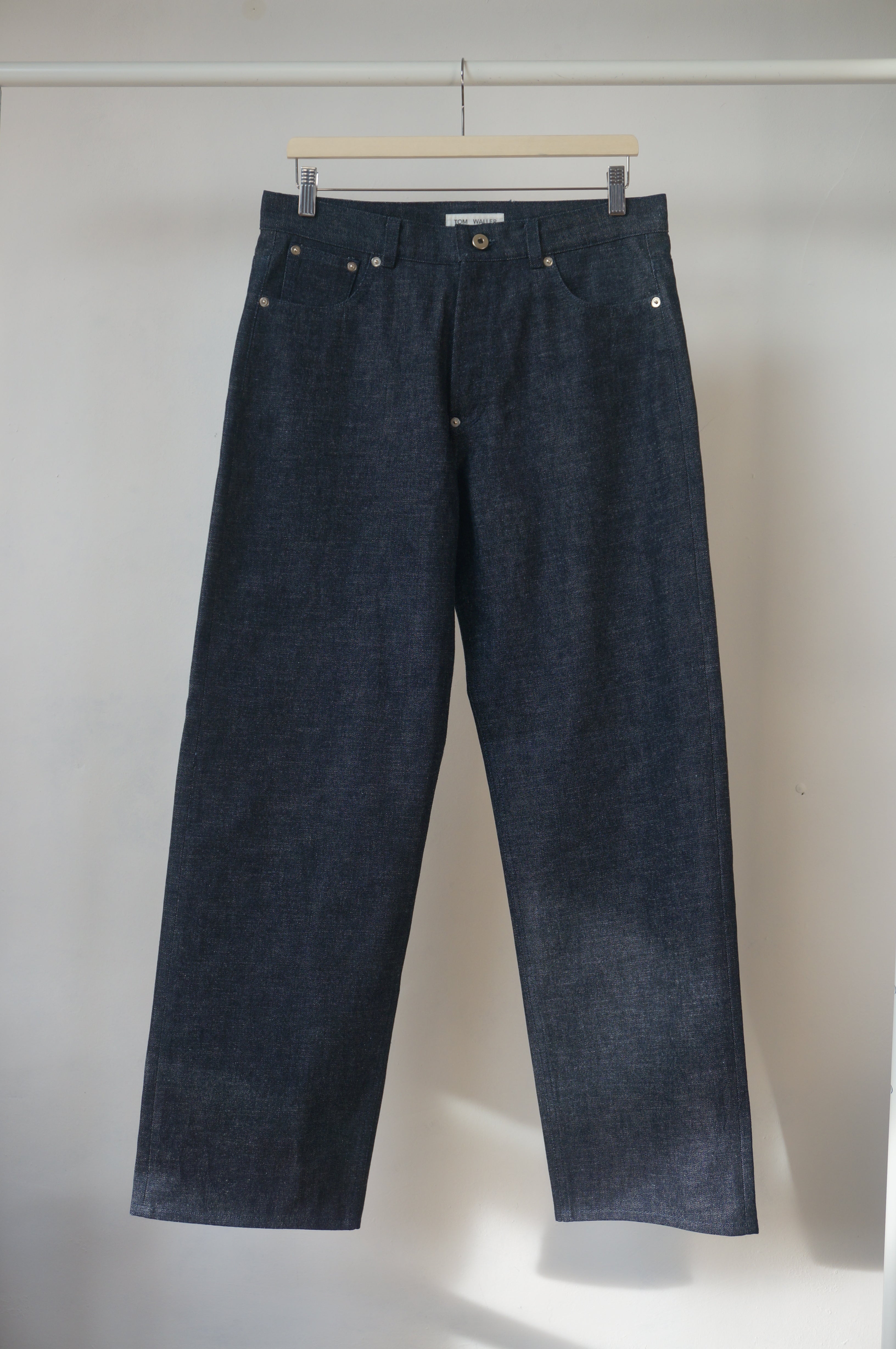 Relaxed cut textured rivet jeans