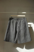 Wide double pleated shorts check