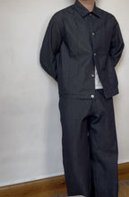 Full pleat raw denim jacket