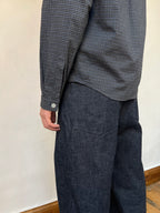 Relaxed cut textured rivet jeans